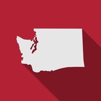 Washington state map with long shadow vector