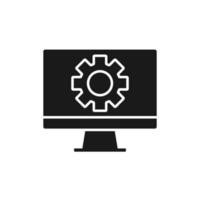 Computer repair logo template. Software development black vector design. Desktop service logotype