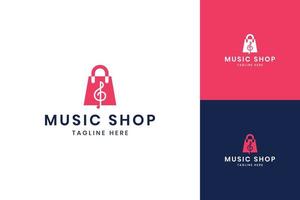 music shop negative space logo design vector