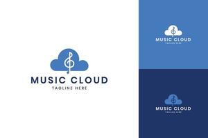 music cloud negative space logo design vector