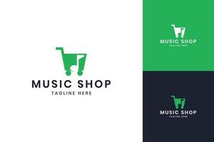 music shop negative space logo design vector