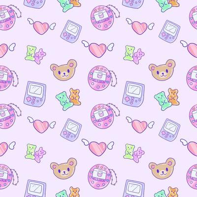 Cute 90s aesthetic girl stuff set. Isolated Japanese kawaii icons. Stock  Vector