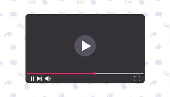 Online video playing interface with icon pattern background vector