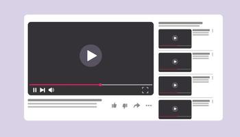 Illustration of video channel window with video playing vector