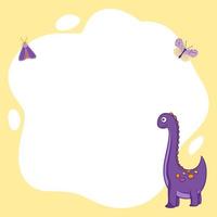 Dinosaurs. Vector frame in the form of spot, cartoon style. Template.