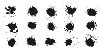 Abstract black ink splashes collection vector