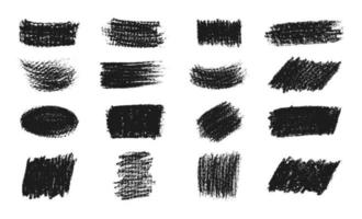 Abstract black chalk strokes collection vector