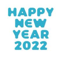 2022 new year. 3d Stylish greeting card vector illustration on white background. Happy New Year 2022. Trendy geometric font.