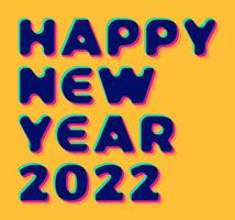 2022 new year. 3d Stylish greeting card vector illustration on orange background. Happy New Year 2022. Trendy geometric font.