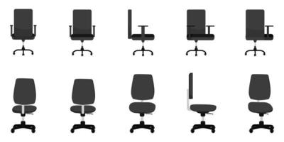 Cute modern beautiful office and outdoor different shape and size  chairs set with different pose black color vector