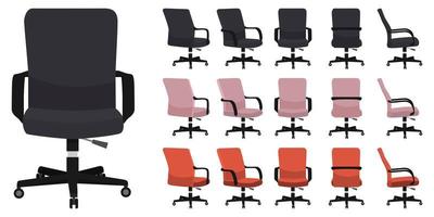 hermoso sillón de oficina lindo para el hogar y la oficina con diferentes posiciones de pose y color aislado vector