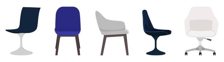 Cute beautiful modern different chairs set for office and outdoor with different pose and position and color vector