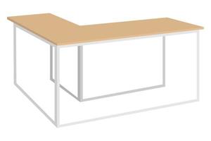 Modern cute beautiful home office L shape table for freelancer isolated made with board and steel frame vector