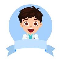 Happy cute kid boy doctor character avatar vector