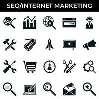 conjunto de iconos de marketing en internet vector