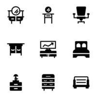 vector de conjunto de iconos de muebles