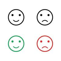 Happy Sad Emoji Faces Line Art vector