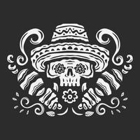 hand drawn black and white Da de muertos background in flat design vector