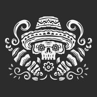 Fondo de da de muertos blanco y negro dibujado a mano en diseño plano vector