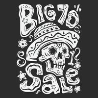 dibujado a mano plano blanco y negro dia de muertos venta ilustración vector