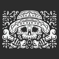 hand drawn black and white Da de muertos background in flat design vector