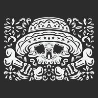 hand drawn black and white Da de muertos background in flat design vector