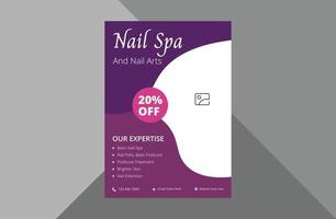 nail salon service flyer design. spa nail salon service poster leaflet design. a4 template, brochure design, cover, flyer, poster, print-ready vector