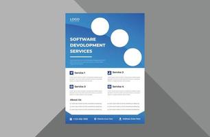 Plantilla de volante de servicio de desarrollo de software. diseño de folletos de carteles de agencias de software. plantilla a4, diseño de folleto, portada, volante, póster, listo para imprimir vector