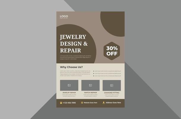 jewelry services flyer design template. jewelry repair service poster leaflet design. a4 template, brochure design, cover, flyer, poster, print-ready