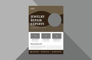 jewelry services flyer design template. jewelry repair service poster leaflet design. a4 template, brochure design, cover, flyer, poster, print-ready vector