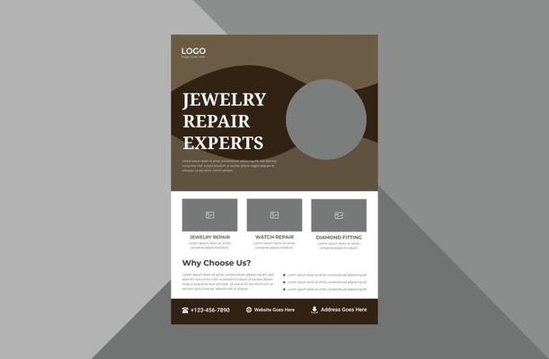 jewelry services flyer design template. jewelry repair service poster leaflet design. a4 template, brochure design, cover, flyer, poster, print-ready