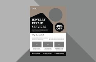 jewelry services flyer design template. jewelry repair service poster leaflet design. a4 template, brochure design, cover, flyer, poster, print-ready vector