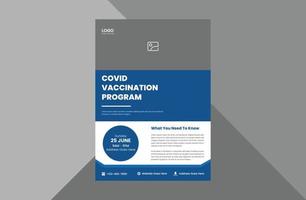 covid-19 vaccination program flyer design template. coronavirus vaccination poster leaflet design. a4 template, brochure design, cover, flyer, poster, print-ready vector