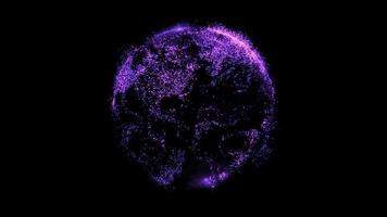 purple particle earth turn around loop Animation video