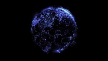 animation de boucle de rotation de la terre de particules bleues