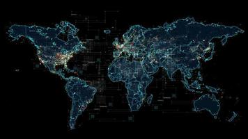 concepto de mapa del mundo de tecnología futurista video