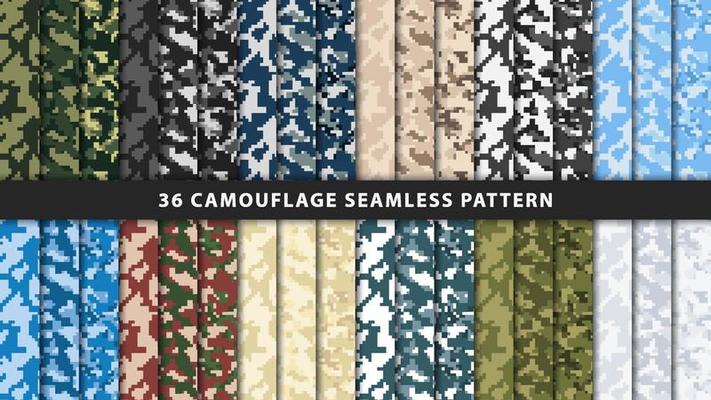 Collection military and army camouflage seamless pattern