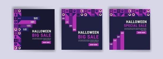 Social media post template for halloween sale. Sales banner for halloween celebration. vector