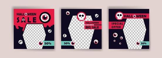 Social media post template for halloween sale. Sales banner for halloween celebration. vector