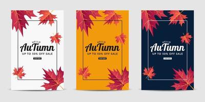 Vector set cover background with colorful leaves