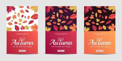 Vector set cover background with colorful leaves