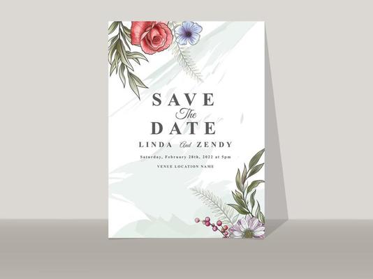 Romantic floral wedding invitations card