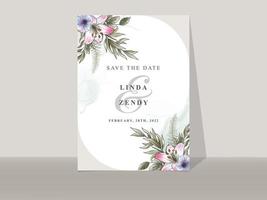 tarjeta de invitaciones de boda floral romántica vector