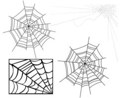 Araña objetos negros signos símbolos ilustración vectorial abstracto con fondo blanco. vector