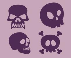 Skulls Purple Objects Signs Symbols Vector Illustration Abstract With Purple Background