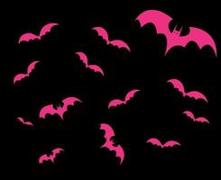 Bats Pink Objects Signs Symbols Vector Illustration Abstract With Black Background