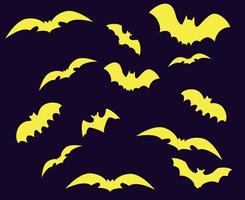 Bats Yellow Objects Vector Signs Symbols  Illustration With Blue Background