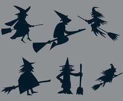 Witch Halloween White Objects Signs Symbols Vector Illustration Abstract With Gray Background