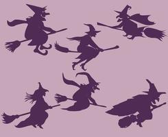 Witch Halloween Objects Signs Symbols Vector Illustration Abstract With Purple Background