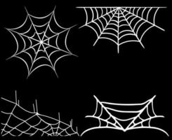 Araña objetos blancos signos símbolos ilustración vectorial abstracto con fondo negro vector